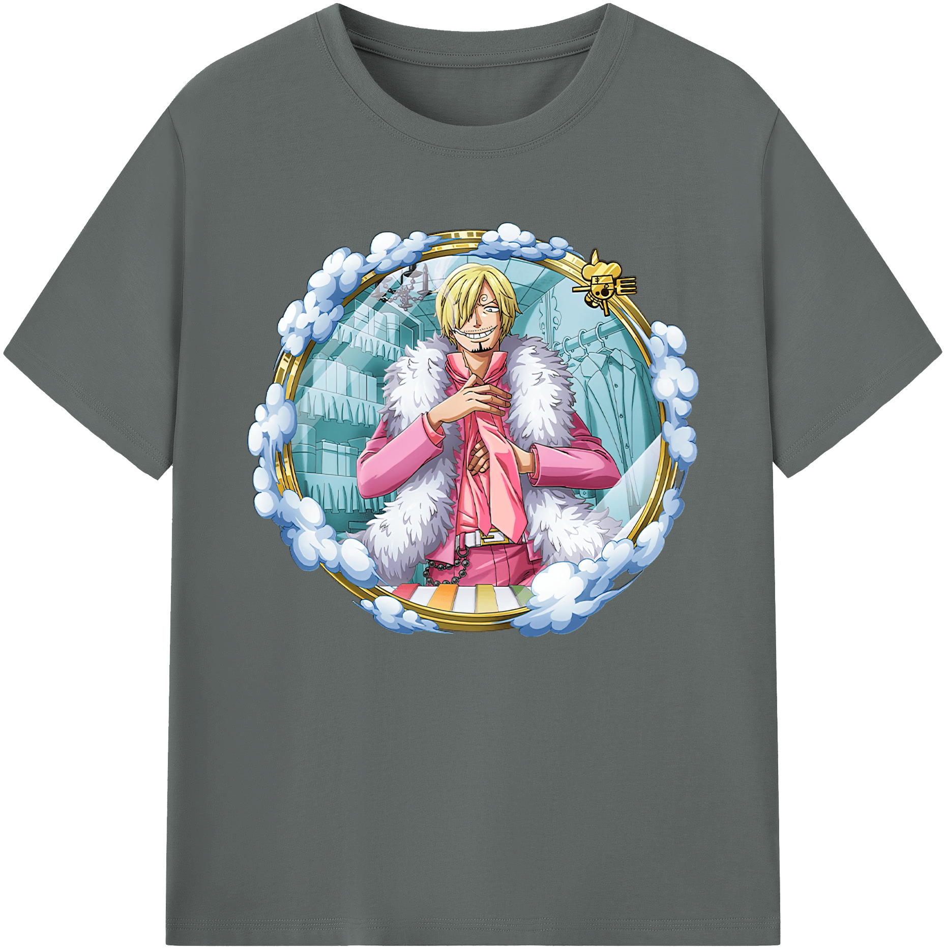 （画像用） ワンピース サンジ ONE PIECE Sanji 綿100％ メンズ半袖Tシャツ｜肌触りやわらか＆通気性